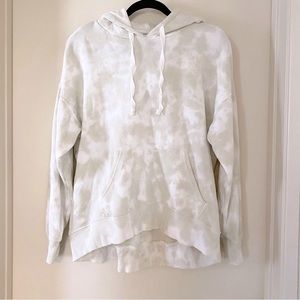 Aerie White & Green/Grey Tie Dye Hoodie Sweatshirt